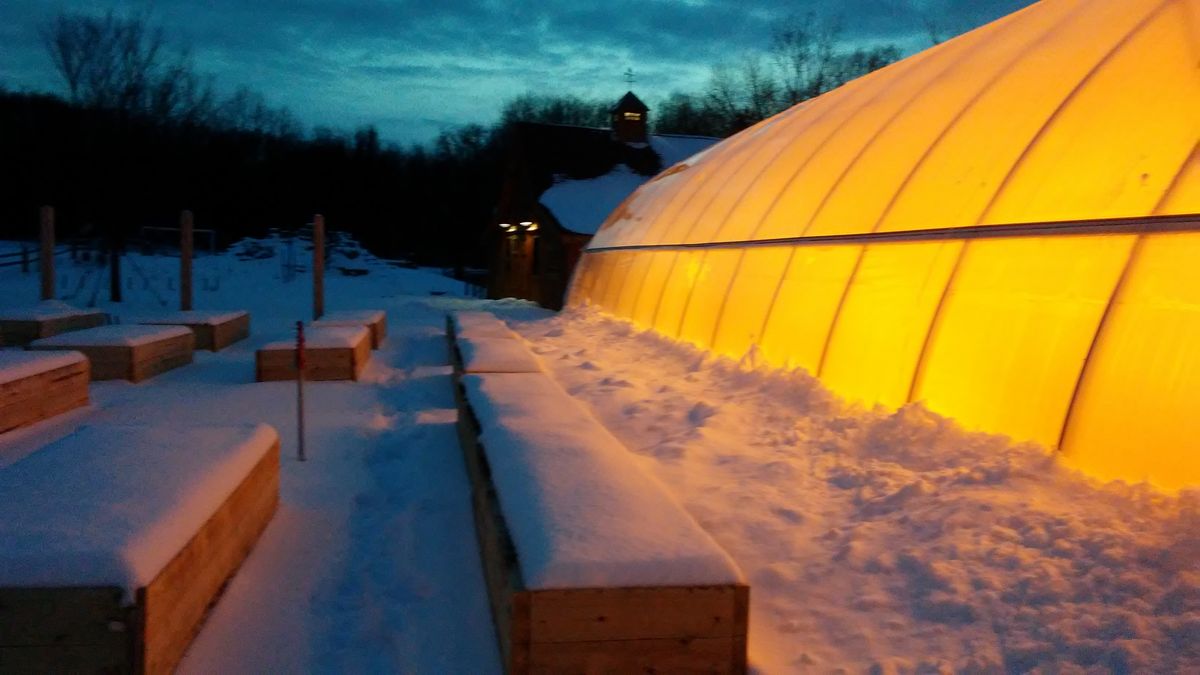 Glowing hoop house -winter