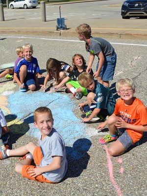 Parking lot chalk whale