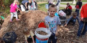 kindergarten -moving wood chips